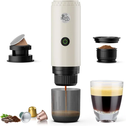 Miniatura 12 de RECAFIMIL Máquina de Espresso Eléctrica Portátil, Cafetera de Viaje para Camping, Cafetera de Auto con Autocalentamiento con USB-C, Con Café Molido