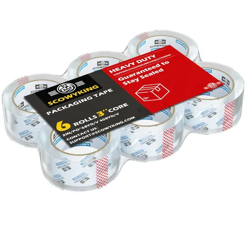 Miniatura 11 de 2 rollos de cinta de embalaje transparente, 4,7 cm x 62 m, 0,07 mm de grosor - Cinta de envío resistente para mudanzas, sellado de cajas, embalaje