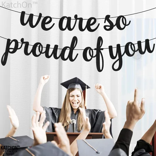 Miniatura 6 de KatchOn, Cartel de fieltro con la frase "We are So Proud of You", 8 pies, No DIY Cartel de felicitación 2026, 2026 decoraciones de graduación We