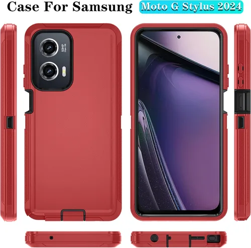 Miniatura 7 de Qinmay Funda para Motorola Moto G Stylus 5G 2024 con protector de pantalla HD, resistente, a prueba de golpes y caídas, funda de 3 capas para Moto G
