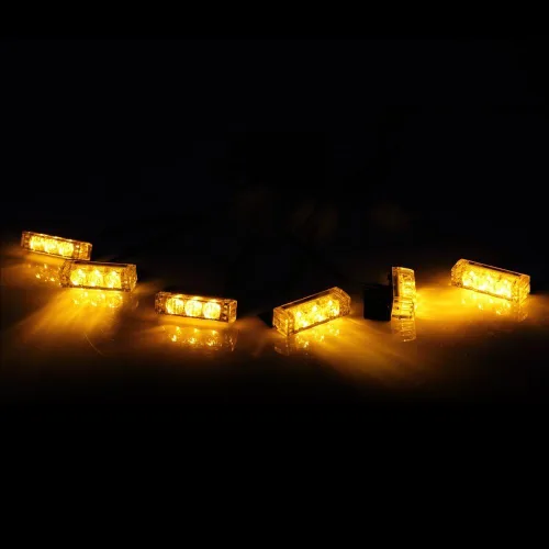 18 luces LED estroboscópicas de emergencia para vehículos de emergencia para parrilla delantera, luz de advertencia de cubierta (18 LED, ámbar)