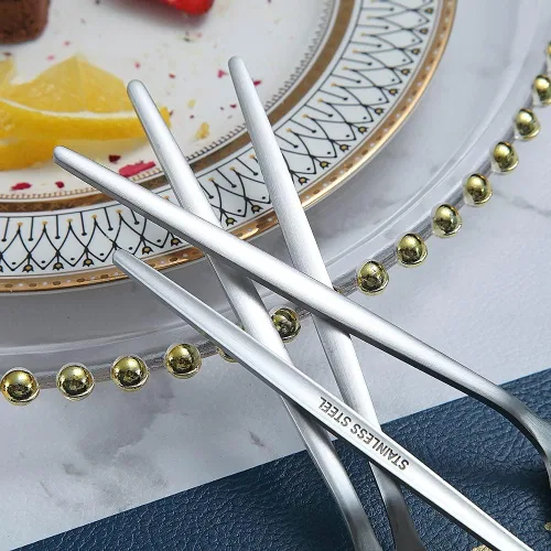 Miniatura 7 de Matt Silver - 6 cucharaditas de té de acero inoxidable para el hogar, cocina o restaurante, aptas para lavavajillas