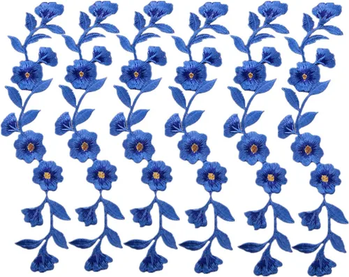 Miniatura 7 de MSCFTFB 6 parches bordados de flores de 9 1/2 pulgadas de largo, apliques para planchar para recortar ropa, zapatos, jeans, adornos de ropa (dorado)