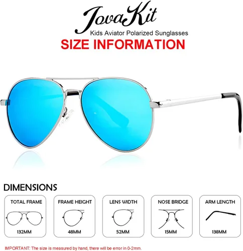 Miniatura 74 de Gafas de sol polarizadas de aviador pequeñas para niñas y niños de 4 a 16 años