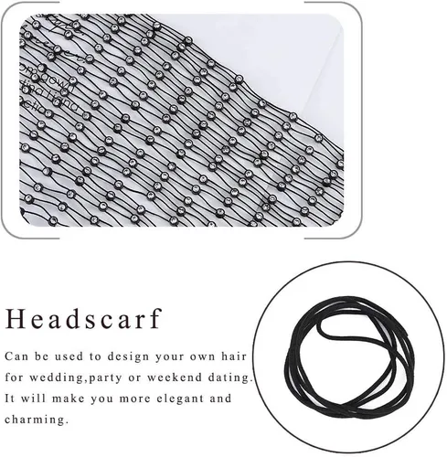 Miniatura 5 de EARENT Mesh Rhinestone Headbands Crystal Wide Head Scarfs Elastic Turban Headwrap Costume Party Hair Accessories for Women
