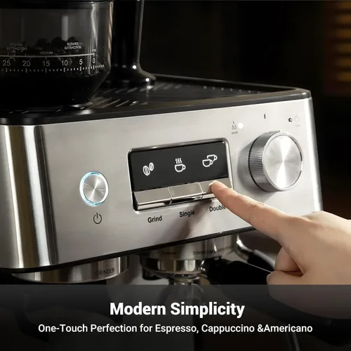 Miniatura 9 de Gevi Máquina de café expreso de 20 barras con molinillo integrado y espumador de leche, cafetera profesional para el hogar, capuchino, café