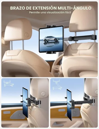 Miniatura 3 de Lamicall Soporte para Tableta de Reposacabezas de Coche - [Bloqueable] [Compatible con Fundas Gruesas] [Clip Plegable] Soporte para Tableta