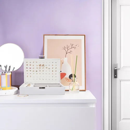 Miniatura 7 de Joyero organizador para mujeres y niñas, caja de joyería mejorada con 8 bolsas adicionales libres de deslustre, contenedor de almacenamiento