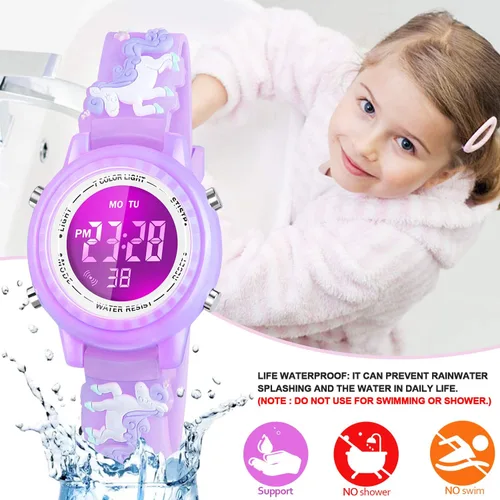 Miniatura 25 de Relojes LED impermeables para niños con alarma, juguetes para niños, regalos para niñas de 3 a 10 años