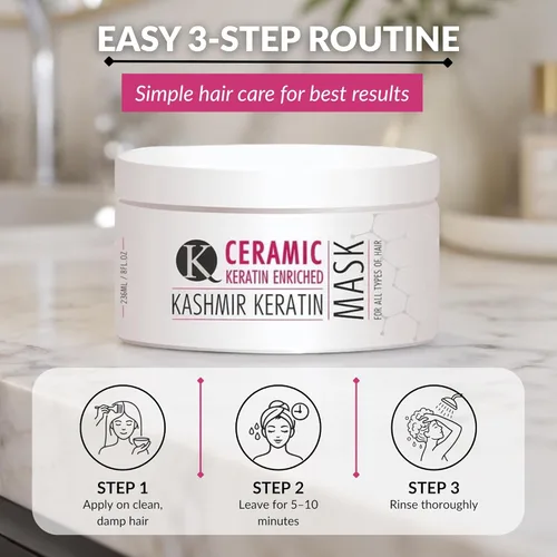 Miniatura 6 de Kashmir Keratin Mascarilla de cerámica para el cabello (8 onzas), tratamiento avanzado de reparación de queratina profunda para cabello seco, dañado