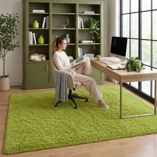 Miniatura 28 de Alfombra mullida de 5 x 8 pies, apta para mascotas, de fácil cuidado, ultra suave, con respaldo antideslizante, moderna alfombra de felpa mullida