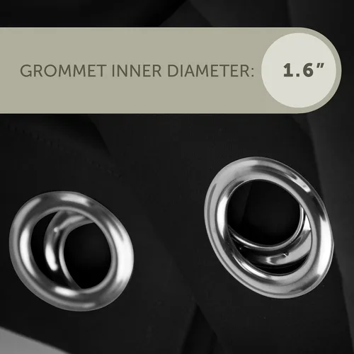 Miniatura 3 de Rod Desyne Cortina opaca con aislamiento térmico para ventana con ojales de metal, 96 x 96 pulgadas, color negro, 1 panel
