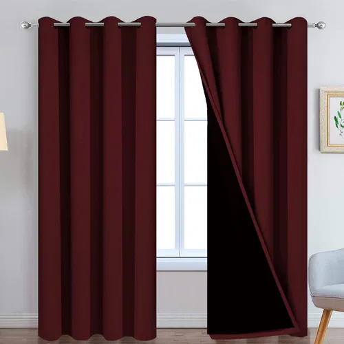 Yakamok Cortinas 100% opacas para sala de estar, cortinas reductoras de ruido, cortinas opacas con aislamiento térmico para dormitorio (52 pulgadas