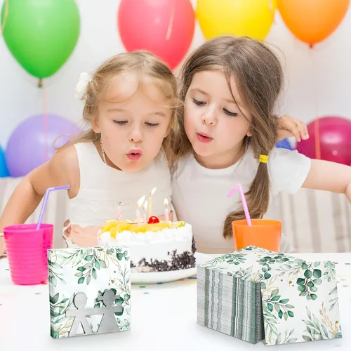 Miniatura 7 de 100 servilletas de eucalipto desechables de 3 capas de papel de hojas de eucalipto, toallas de invitados, servilletas de cóctel, papel verde
