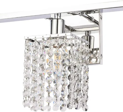 Miniatura 5 de BONLICHT Aplique de pared con gotas de cristal, 3 luces modernas para tocador de baño sobre espejo cromado pulido, lámpara de pared de lujo