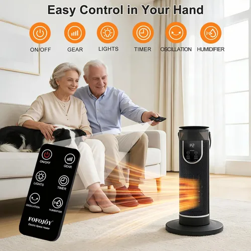 Miniatura 7 de Calentadores de espacio para uso en interiores, calentador eléctrico con control remoto, humidificador, temporizador de 12 horas, 3 modos