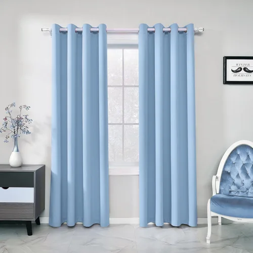 Cortinas opacas de color azul claro, aisladas, térmicas para cocina, cortinas de bloqueo de luz de 84 pulgadas de largo, 2 paneles de cortinas de