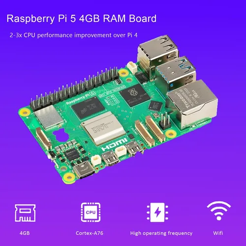 Miniatura 5 de Kit Básico SANOOV para Raspberry Pi 5 4GB RAM con Enfriador Activo, Placa Única Rpi 5 4GB y Estuche ABS Incluido