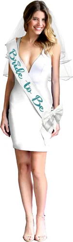 Miniatura 15 de Something Blue Gift for Bride To Be Sash - Banda de satén de grado nupcial - Decoraciones de despedida de soltera azul turquesa, Juego de 2 piezas