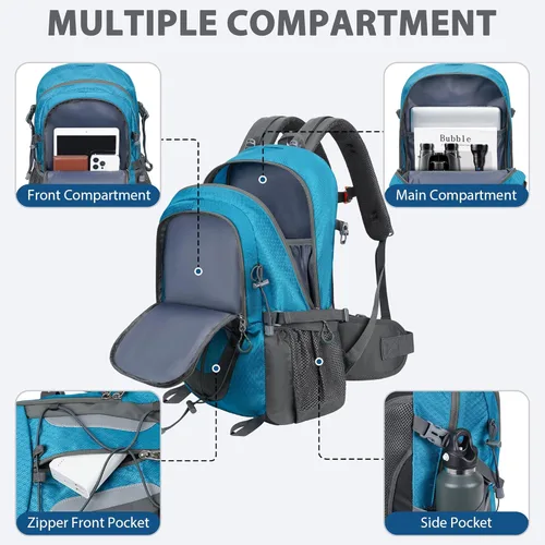 Miniatura 5 de Mochila de senderismo de 30 L, ligera, mochila de viaje pequeña para hombres y mujeres, para acampar al aire libre, mochilero, color azul