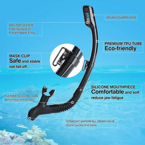 Miniatura 4 de Snorkel Set Wide-View Adult Snorkeling Scuba Gear, Professional Snorkel Goggles Anti-Fog Diving Mask, Anti-Leak Swim Goggles and Dry Top Snorkel for