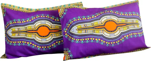 Miniatura 8 de RaanPahMuang Fundas de almohada en African Dashiki Art 100% algodón tejido Batik estampados, juego de 2 fundas, negro amarillo
