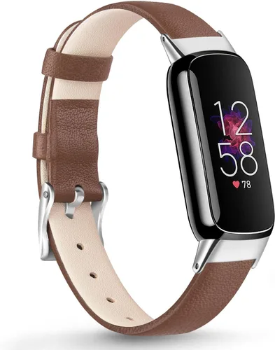 Miniatura 11 de Vancle Correa de cuero compatible con Fitbit Luxe, correa de cuero delgada ajustable para mujeres y hombres