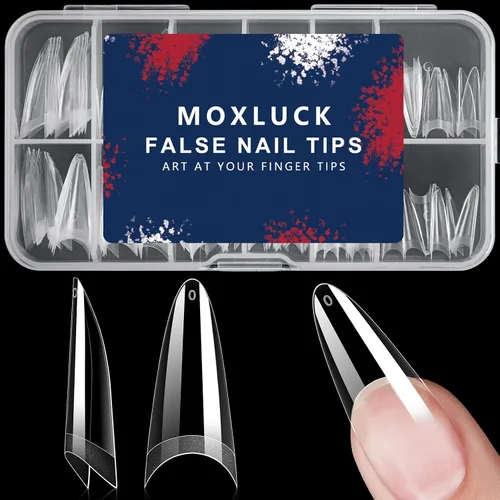 Miniatura 6 de Puntas de uñas estilo stiletto, uñas postizas de gel suave con forma de almendra, uñas postizas a presión de acrílico transparente, 120