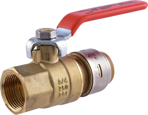 SharkBite Válvula de bola máxima de 3/4 x 3/4 pulgadas con conector FNPT, empuje para conectar accesorios de plomería de latón, tubo PEX, cobre,