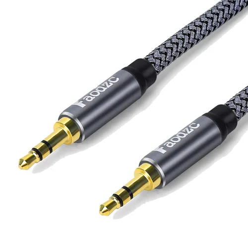 Miniatura 2 de Cable auxiliar de audio de 10 pies de 0.138 in, cable auxiliar macho a macho, cable de audio estéreo de nailon trenzado, cable auxiliar