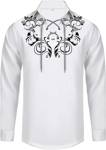 Miniatura 3 de Daupanzees Camisa de manga larga para hombre, estilo casual de jacobita escocés