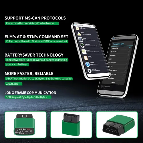 Miniatura 6 de VGATE vLinker FD Bluetooth OBD2 Escáner Herramienta de Diagnóstico, Lectores de Código de Automóvil y Herramientas de Escaneo para Android y Windows