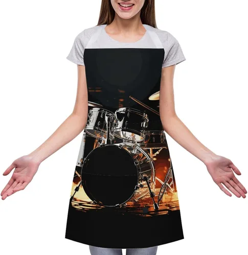 Miniatura 3 de Personalized Drummer Adult Apron, Kitchen Cooking Aprons for Woman Man, Adjustable Bib Apron with Pocket for Baking, BBQ Crafting Outdoors, Dining