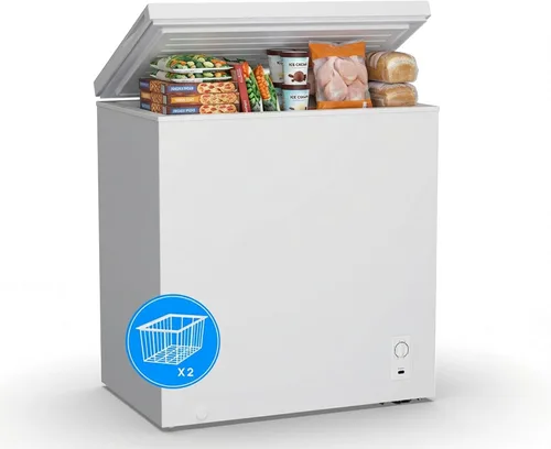 Miniatura 10 de Congelador de pecho de 2.7 pies cúbicos, pequeño y compacto con 7 termostatos ajustables, 2 cestas extraíbles, ahorro de energía, mini congelador