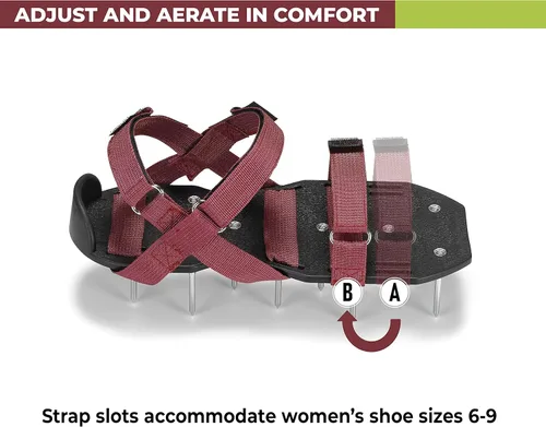 Miniatura 4 de Zapatos aireadores de césped con correas de , premontados, totalmente ajustables, talla única, herramienta de césped y jardín que reduce la paja