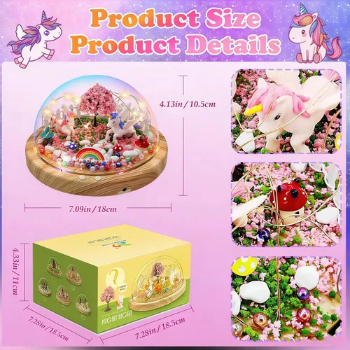 Miniatura 2 de Haz tu propia luz nocturna, kits de bricolaje de unicornio para niñas, luz nocturna mágica creativa, edición de actualización USB, juguetes
