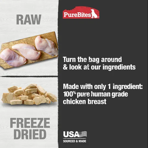 Miniatura 3 de PureBites Golosinas liofilizadas de pollo para perros, 1 ingrediente, fabricadas en Estados Unidos, 11.6 onzas
