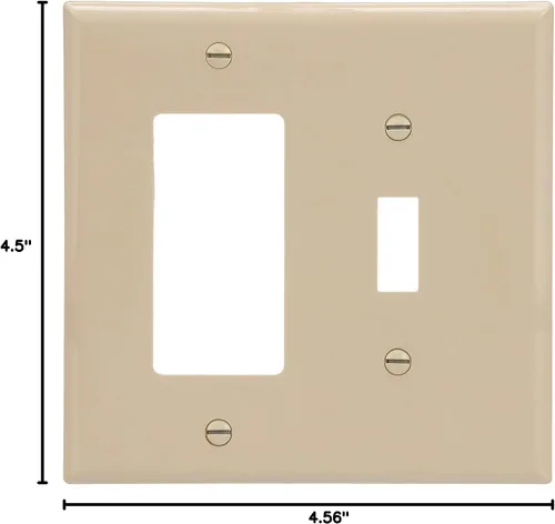 Miniatura 7 de Eaton PJ126V - Placa de pared de policarbonato de tamaño mediano de 2 bandas, combinación de palanca y decoración, color marfil