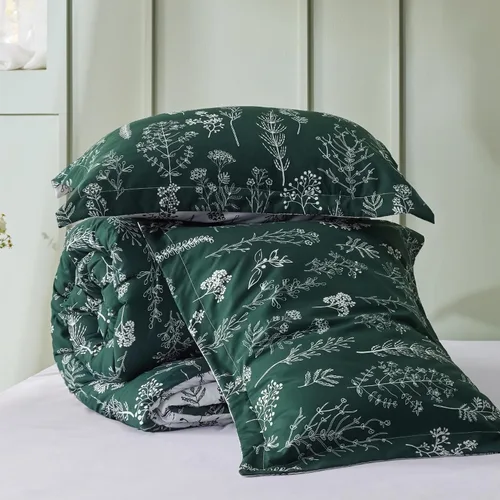Miniatura 7 de Bedsure - Juego de edredón Queen Esmeralda – Juego de ropa de cama Queen, 3 piezas con ropa de cama floral bonita, 1 edredón reversible suave con 03