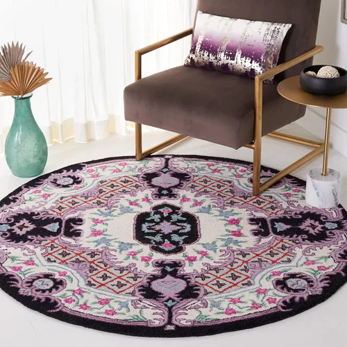 Miniatura 48 de SAFAVIEH Bellagio Collection - Alfombra decorativa de 2 x 3 pies, azul y rosa, hecha a mano de lana de medallón, ideal para zonas de alto tráfico