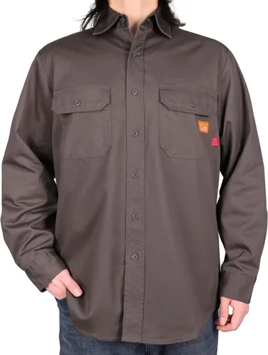 Camisa de trabajo resistente al fuego Titicaca FR Camisa resistente al fuego para hombres de algodón 7.5oz camisa de soldadura Gris