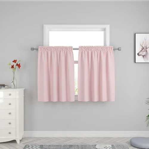Miniatura 85 de UPOPO Cortinas de Niveles Beige Sobre Fregadero con Textura de Lino para Ventana de Cocina de 16 Pulgadas de Largo Caravana Privacidad Pequeñas