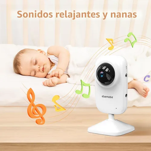 Miniatura 3 de ebemate Cámara Monitor de Video para Bebé con Pantalla LCD de 2.8" Video y Audio Visión Nocturna Sin Resplandor, Audio Bidireccional Cámara