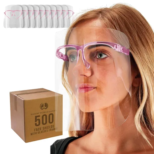 Miniatura 10 de TCP Global Salon World - Protectores faciales completos con marcos de gafas (paquete de 10), ultra transparentes para proteger los ojos, la nariz