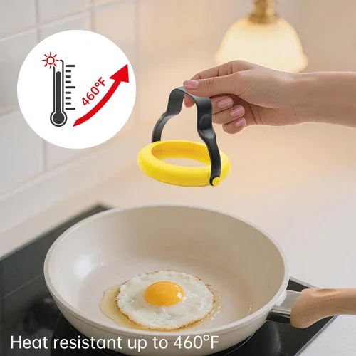 Miniatura 4 de Anillos de silicona para huevos para cocinar, paquete de 4 moldes antiadherentes para huevos fritos, panqueques, tortillas, sándwiches de desayuno