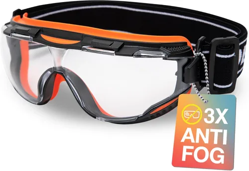 Miniatura 15 de DEX FIT Gafas de seguridad protectoras SG220; protección ocular Z87, antiniebla y antiarañazos, para trabajo, ajustables, unisex