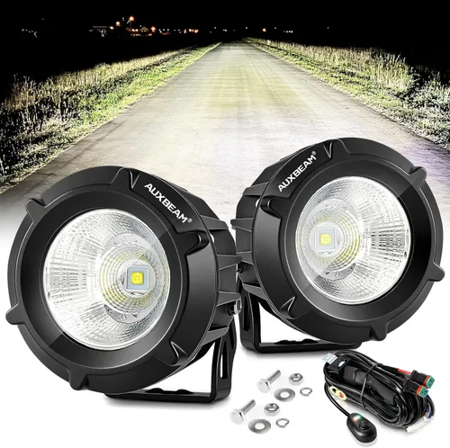 Miniatura 10 de Auxbeam Luz antiniebla LED ámbar de 4 pulgadas de 90 W, luz LED súper brillante de 9000 lm, luz LED todoterreno, luz amarilla, combo de inundación