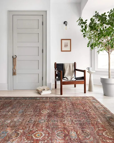 Miniatura 10 de Loloi - Alfombra tradicional larga de la colección Layla LAY-01 Ladrillo/Azul de 0,8 m x 3,6 m, 0,33 cm de espesor, suave, duradera, de inspiración