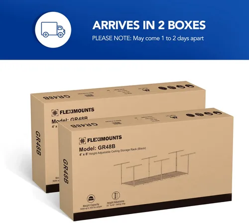 Miniatura 2 de FLEXIMOUNTS Estante de almacenamiento de garaje de 3 x 8 pulgadas, sistema de organización de almacenamiento ajustable, estantes de almacenamiento