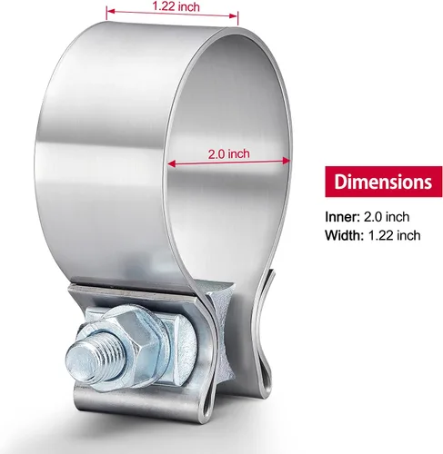 Miniatura 4 de Abrazadera de escape de banda estrecha – abrazadera de tubo repetible y fiable, fácil de desmontar e instalar, ideal para tubo de escape, punta